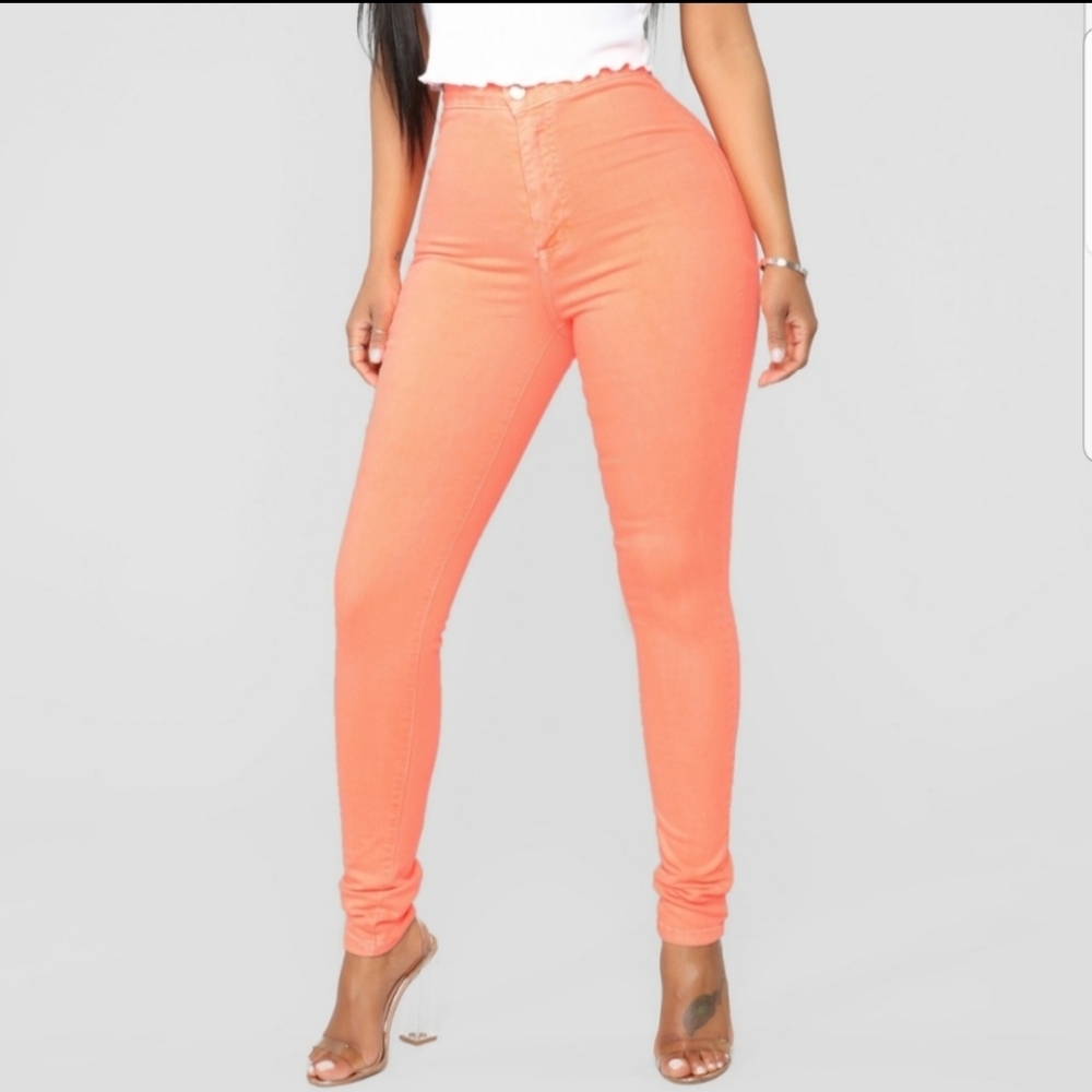 Super High Waist Denim Skinnies (Red)